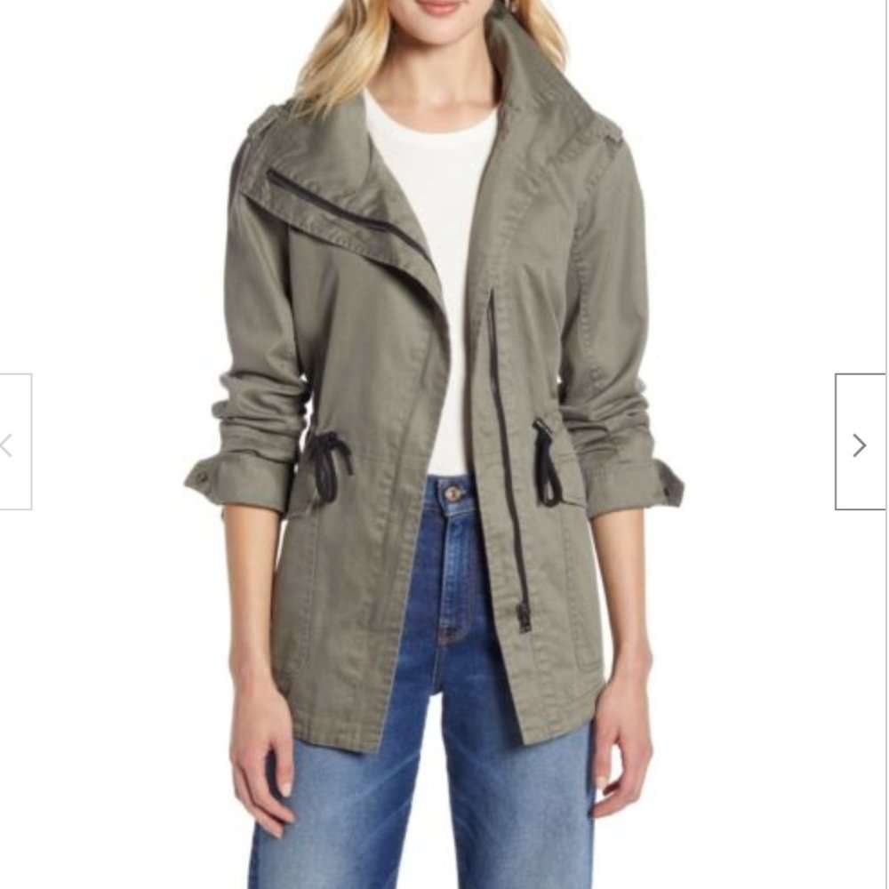 Halogen Drawstring Waist Washed Parka Jacket NEW 3X Olive